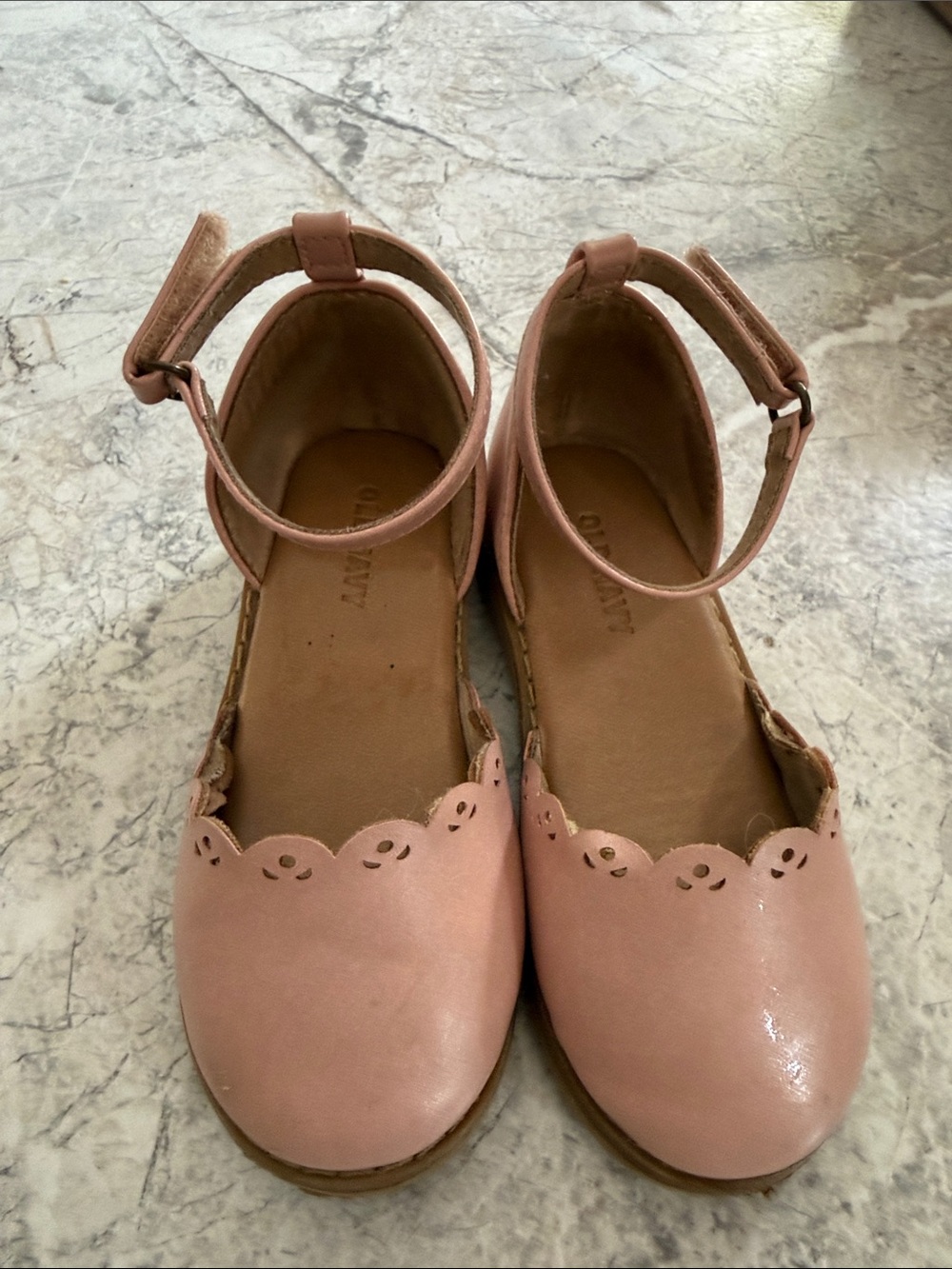 Old Navy Pink Girls' Ankle Strap Scalloped Flats